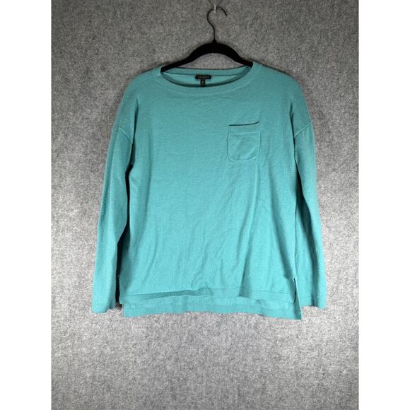 Talbots Sweater Women Medium Green Crewneck Wool Pullover Quiet Luxury Minimalis - Picture 1 of 7